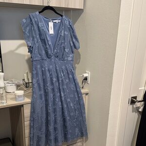 June Blue Smocked Midi Dress